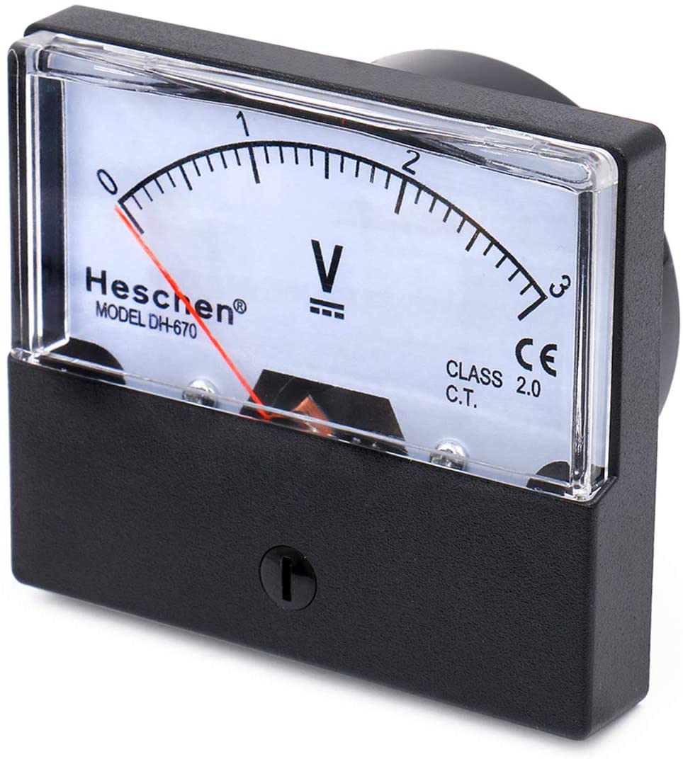 Heschen Voltmètre analogique rectangulaire 670 Style DC 0-3 V Classe 2.0